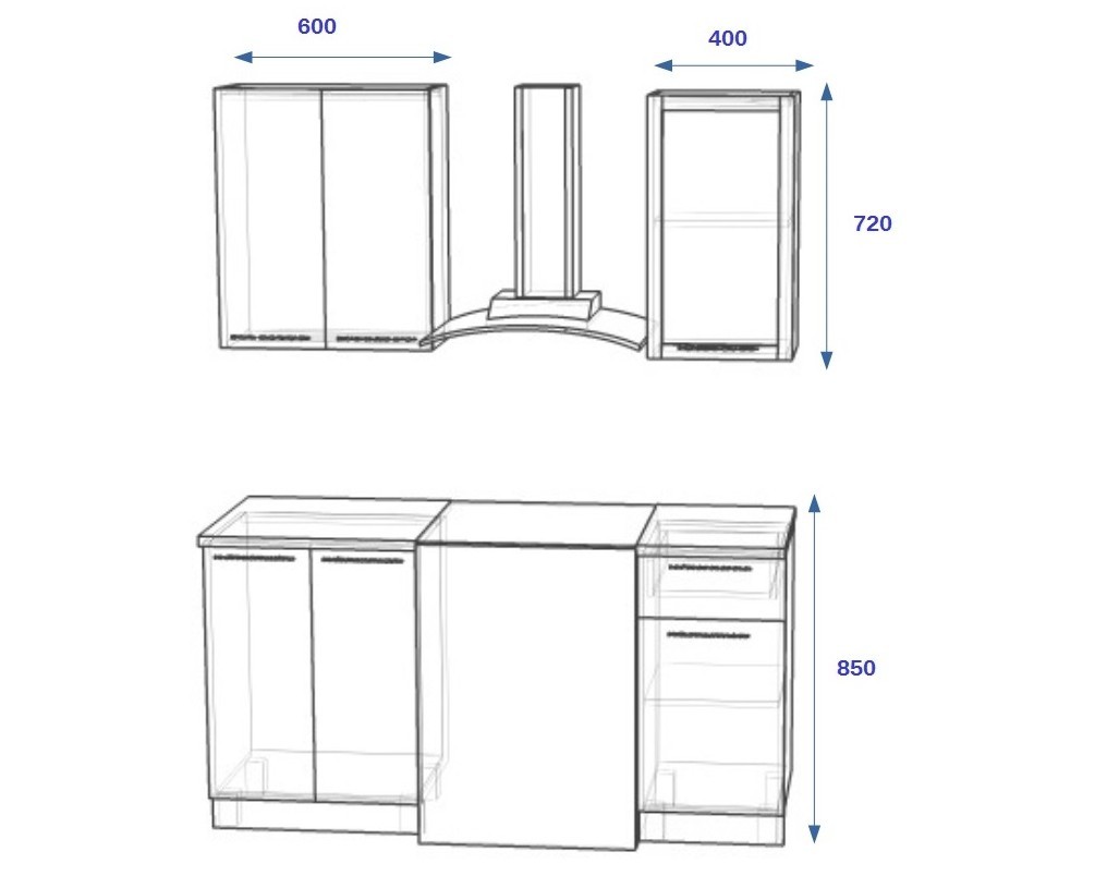 размеры кухонных шкафов зов